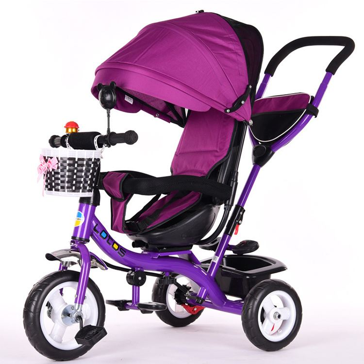 luxury baby trike with light and music / baby smart trike recliner / children 4 in 1 baby stroller tricycle for sale