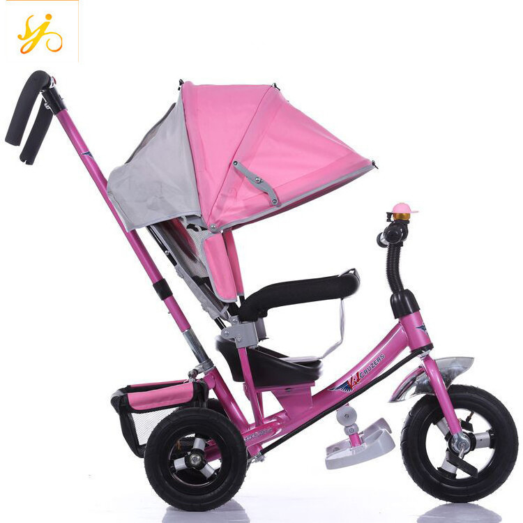 Factory little girls children tricycle rubber wheels / HOT SALE baby tricycle rotary seat / baby trike ride on car