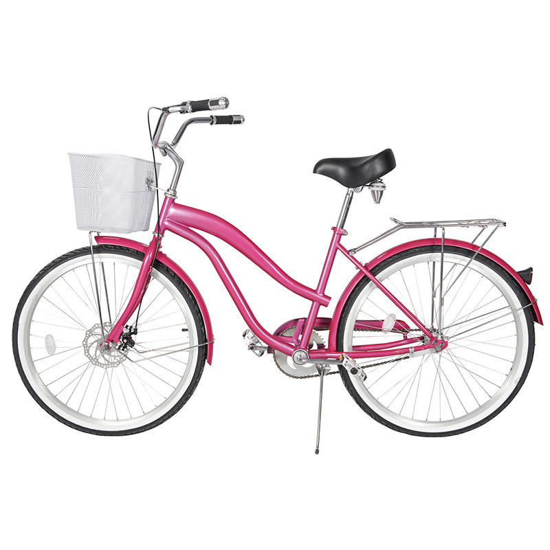 lady  28 beach cruiser bike pink old vintage bike 700c hybrid bicycle with disc brakes