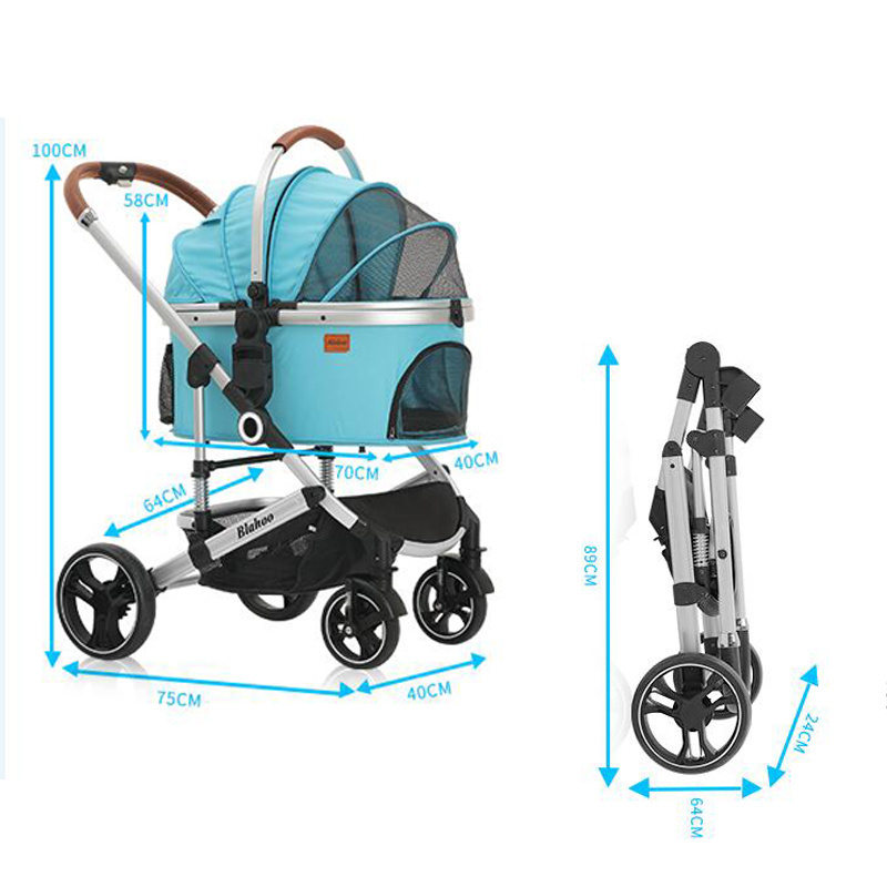 Hot Sale Aluminum Frame Extra Large Portable Travel Dog Pet Trolley Stroller