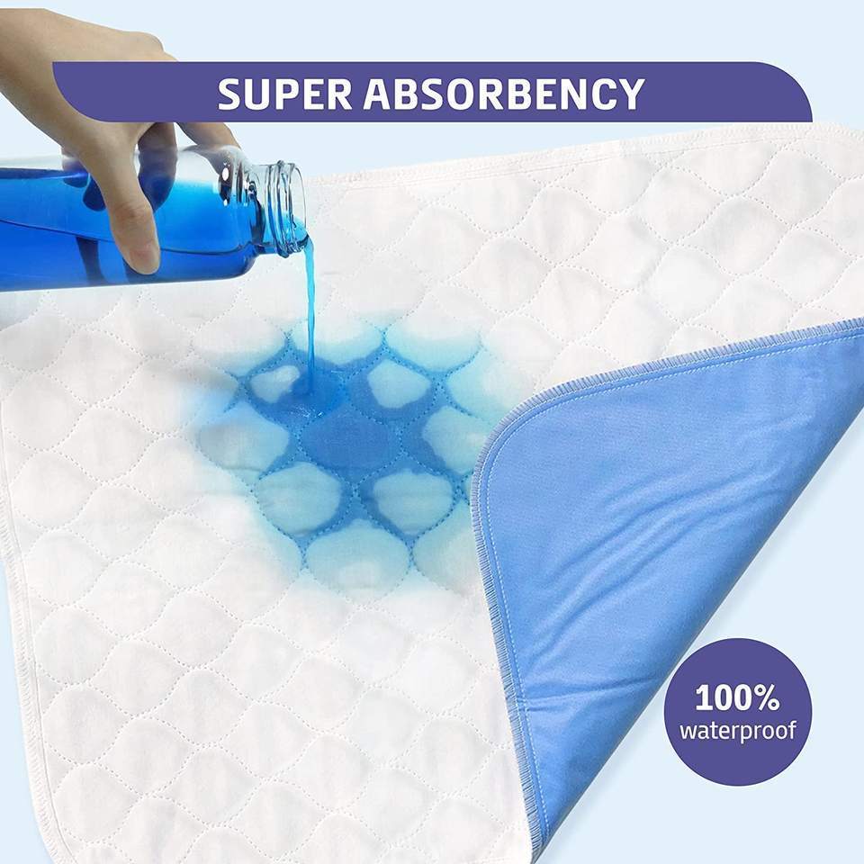 Premium Absorbent Soft 4-Layer Washable Reusable Incontinence Bed Pad Waterproof Underpads for Women, Men, Kids, Pets