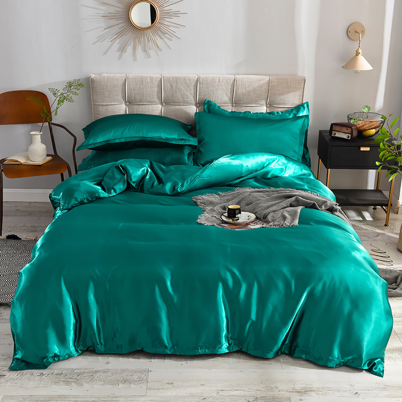 Colchas De Cama Duvet Cover 100% Polyester bedheet Satin Silk Sheet Bedding Set for Hotel Wedding