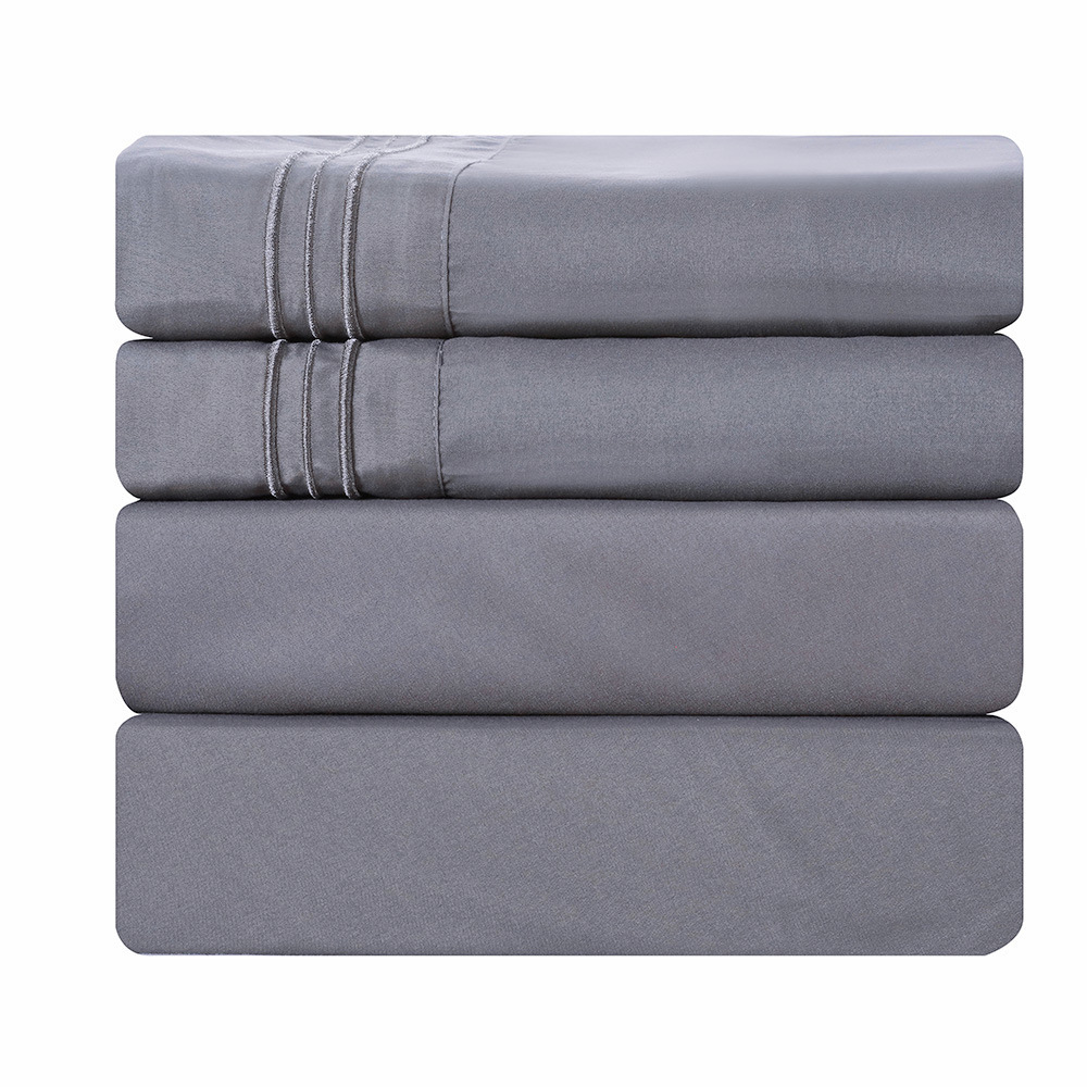 4Pcs 100% Polyester Brushed Pongee Microfiber Bed Sheet Bedsheet Bedding Set For Hotel