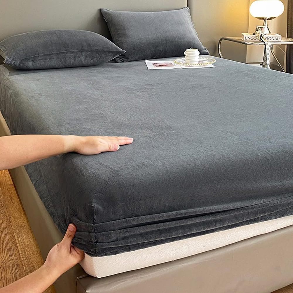 Premium Coral Fleece Plush Bed Sheet Warm Anti Dust Mite Waterproof Mattress Protector with Pillow Cover