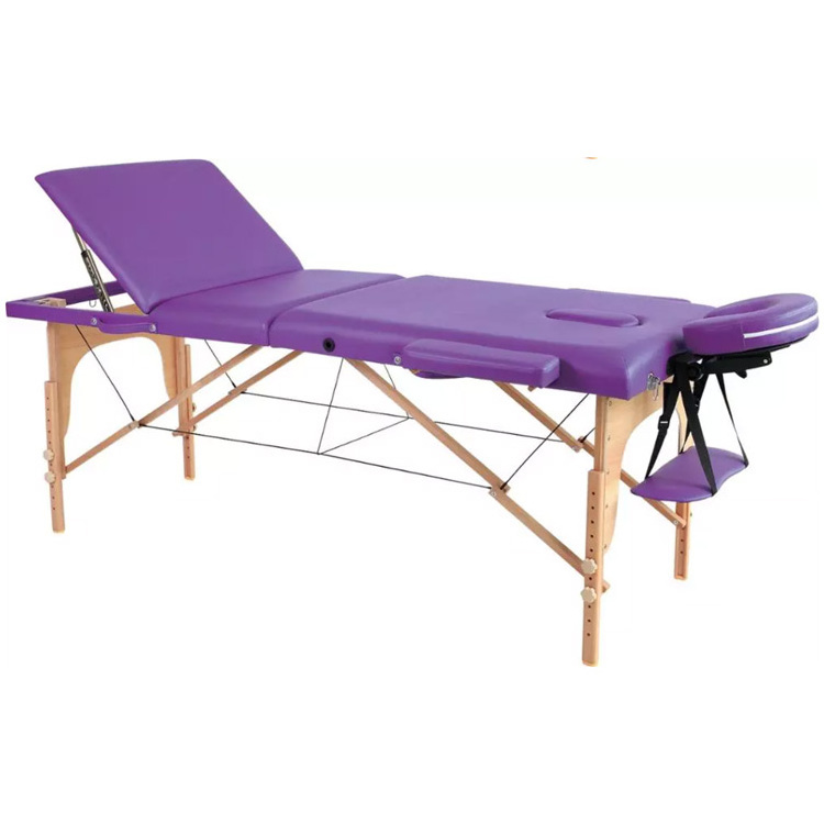 Best quality 3 section portable beech wooden massage table CHEAP SALE