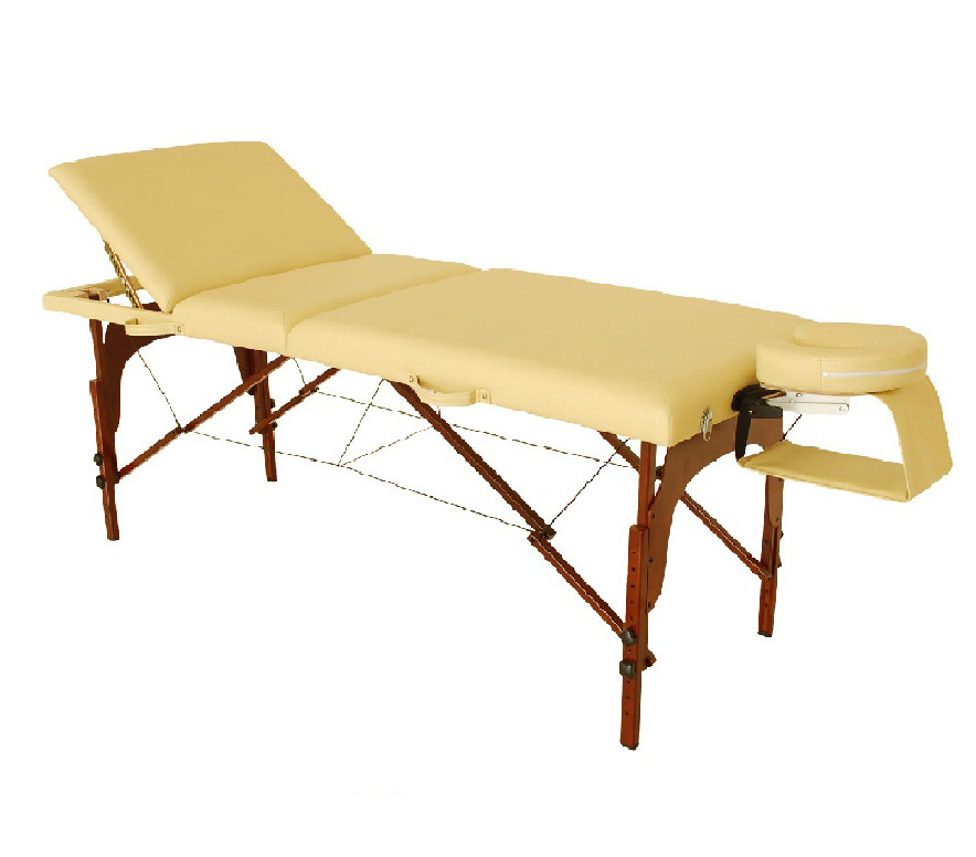 Best quality 3 section portable beech wooden massage table CHEAP SALE