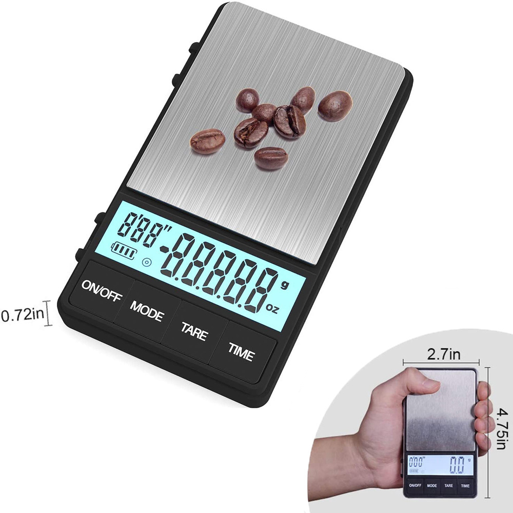 Mini Digital Pocket Scale 01G Small Coffee Scale Timer 1000 Espresso Portable Camping Tools