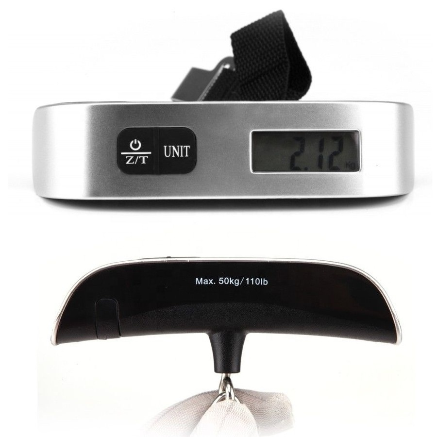 Green Backlit Digital Electronic Scale Temperature Function Stainless Steel 50kg x 10g Pocket Travel Luggage Scale