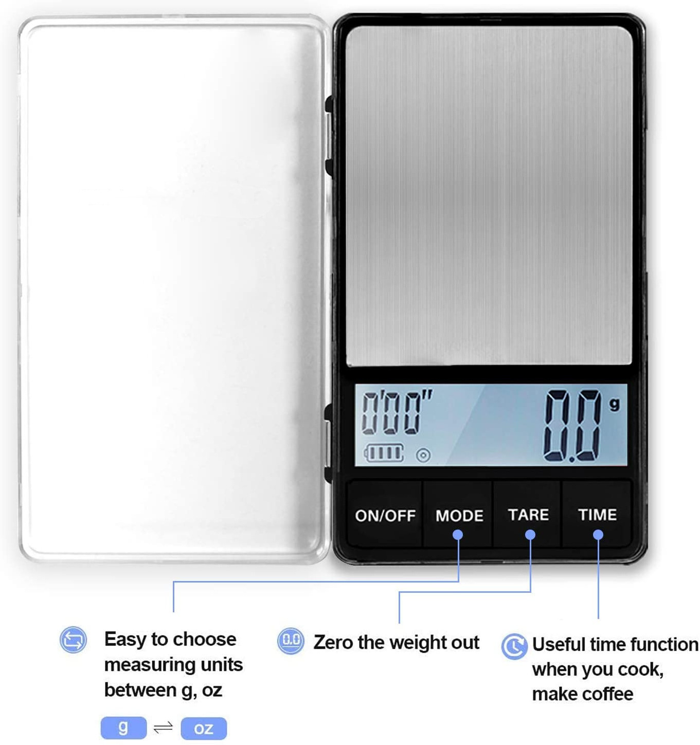 Mini Digital Pocket Scale 01G Small Coffee Scale Timer 1000 Espresso Portable Camping Tools