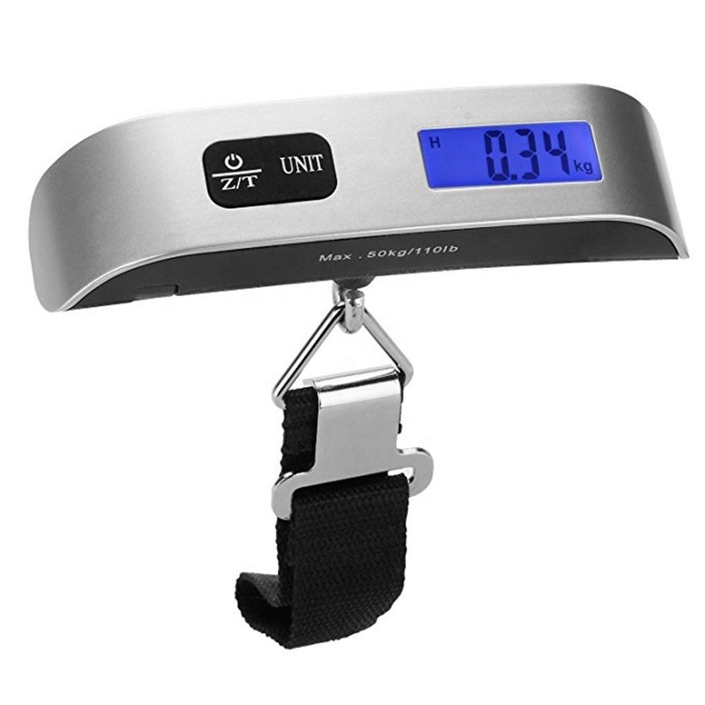 Green Backlit Digital Electronic Scale Temperature Function Stainless Steel 50kg x 10g Pocket Travel Luggage Scale