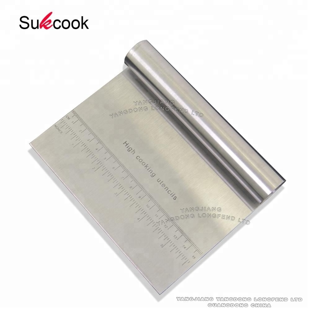 Kitchen utensil stainless steel with measuring scale  bakeware bench scraper