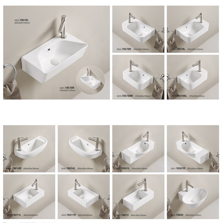 Dining Room Lavabo Small Corner Ceramic Lavabo De Salle De Bain Wash Basin Sink Bathroom Triangular Wall Hung Mounted Sink