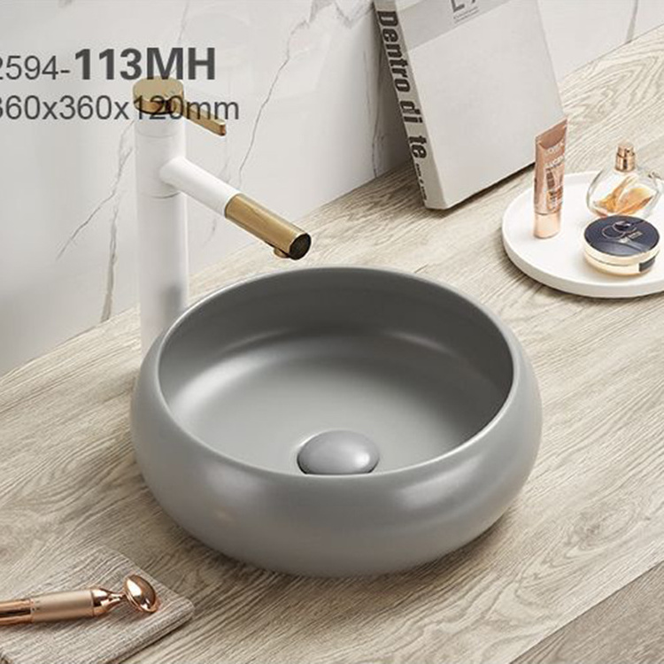 PATE 113MH slim edge Matt Color Small Round Bathroom Sink Lavabo Table Top Wash Art Basin matte mini ceramic bowl