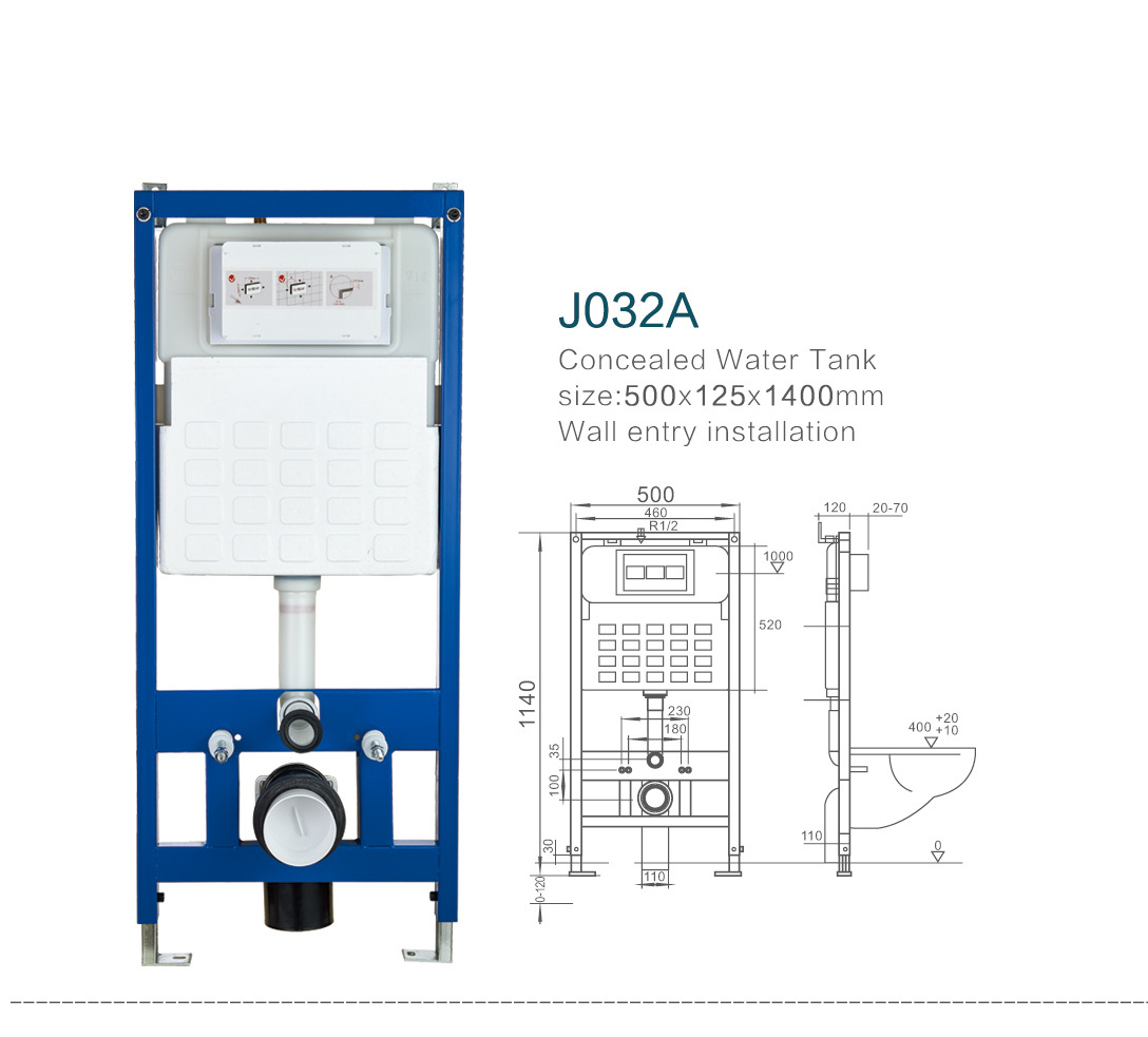 CE European fix in wall concealed tank for wall hung water closet conceal cistern for bathroom wall mount toilet