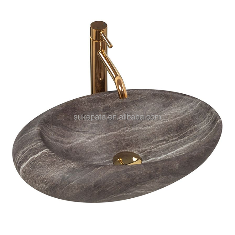 Marble stone like hand wash basin ceramic bowl counter top oval lavamanos art basin sink vessel bathroom sink