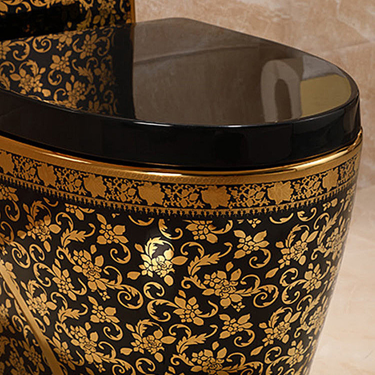 Luxury sanitary ware bathroom ceramic black and gold toilets seat for sale