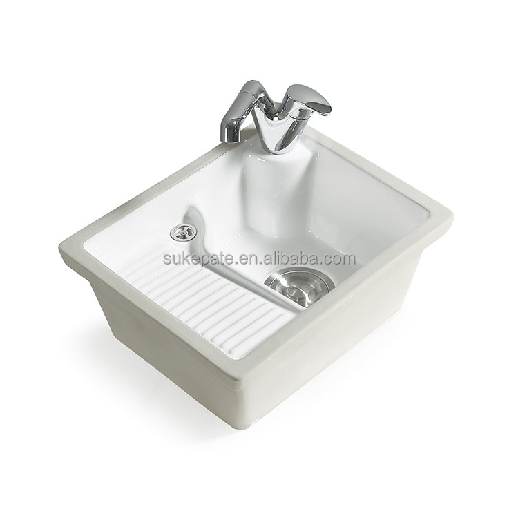 Chaozhou factory laundry basin ceramic undercounter washtub kneading board wash basin bathroom laundry sink for washing clothes