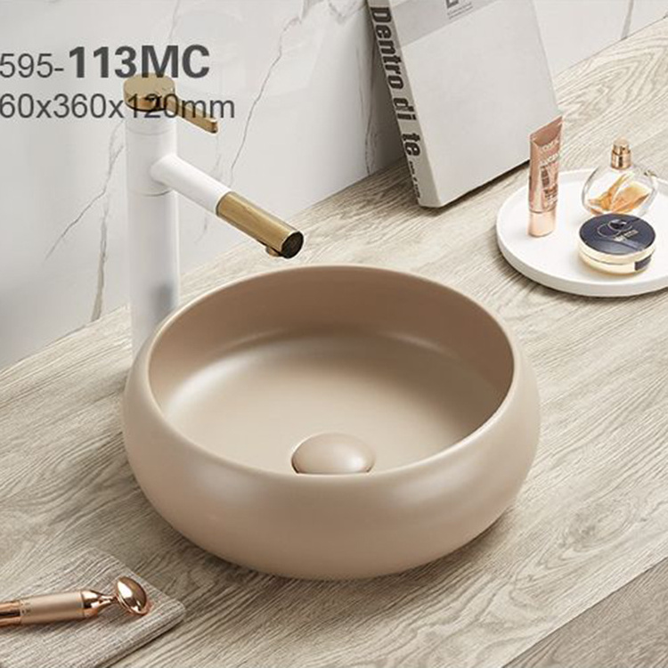 PATE 113MH slim edge Matt Color Small Round Bathroom Sink Lavabo Table Top Wash Art Basin matte mini ceramic bowl