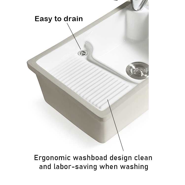 Chaozhou factory laundry basin ceramic undercounter washtub kneading board wash basin bathroom laundry sink for washing clothes