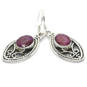 best selling red stone 925 sterling silver earrings drop dangle ear-studs hoop tribal fusion ethnic bohemian wholesale jewelry