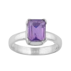 Prong setting purple amethyst 925 sterling silver classic design ring for women midi promise stackable rings Indian jewelry