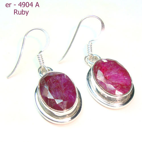 Fine jewelry 925 sterling silver earrings red ruby quartz drop dangle hoop huggie stock ear studs bezel jhumki Indian jewellery