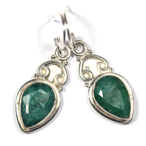 best selling green stone 925 sterling silver earrings drop dangle ear-studs hoop tribal fusion ethnic bohemian wholesale jewelry