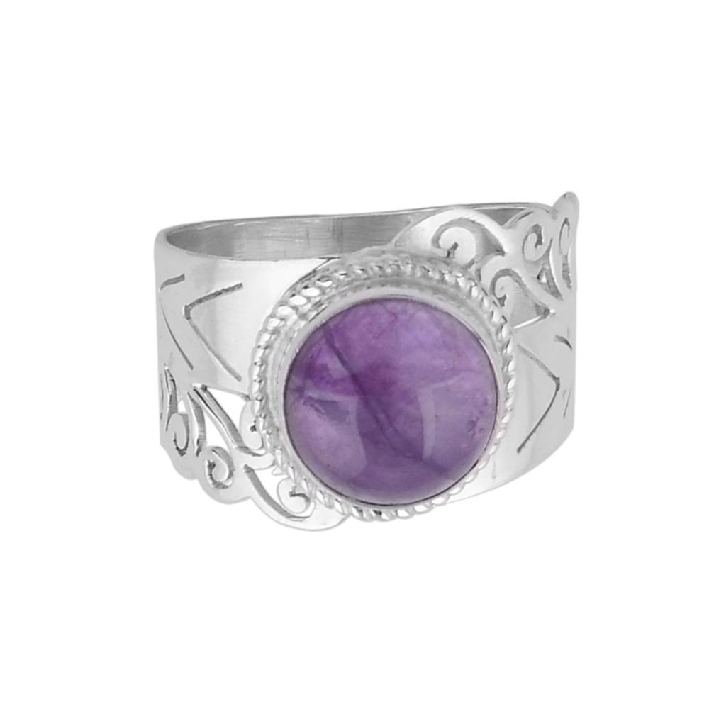 Prong setting purple amethyst 925 sterling silver classic design ring for women midi promise stackable rings Indian jewelry