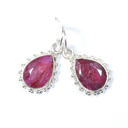 Red stone 925 sterling silver drop earrings dangle ear-studs hoop bezel tassel huggie wholesale gemstone Indian jewelry