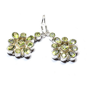 green peridot 925 sterling silver earrings drop dangle huggie hoop ear-studs jhumki wedding engagement party wear jewelry