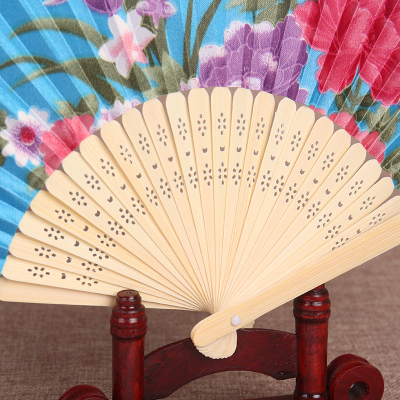 Hand Fan Logo Bamboo Promotional Gift Portable Custom Printed Folding Advertising Brand Summer Business Folk Handmade Painting