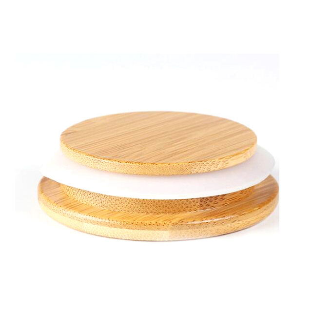 Bamboo Cup Lid Suitable for Mugs and Candle Jars with Silica Gel 350ml 500 Ml 750ml Cup Custom Logo Smart Lids Natural Bamboo