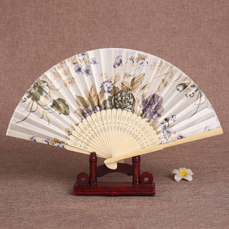 Hand Fan Logo Bamboo Promotional Gift Portable Custom Printed Folding Advertising Brand Summer Business Folk Handmade Painting