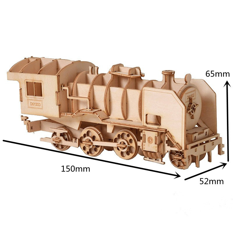 New DIY wooden steam train models 3D puzzles handicraft toys for adults and kids