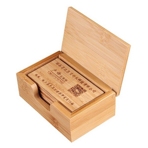 wholesale custom Bamboo Wood Engraving Carving Business Cards with holder box key card for hotel