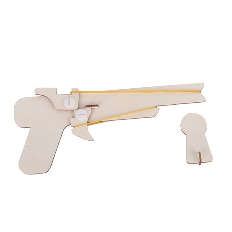 Creative wooden toy rubber band gun diy hand assembled wood gun model kids outdoor toys