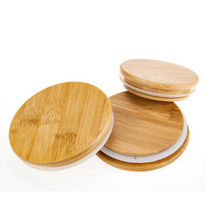 Bamboo Cup Lid Suitable for Mugs and Candle Jars with Silica Gel 350ml 500 Ml 750ml Cup Custom Logo Smart Lids Natural Bamboo