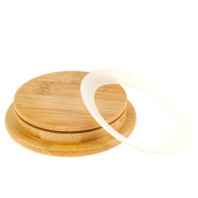 Bamboo Cup Lid Suitable for Mugs and Candle Jars with Silica Gel 350ml 500 Ml 750ml Cup Custom Logo Smart Lids Natural Bamboo