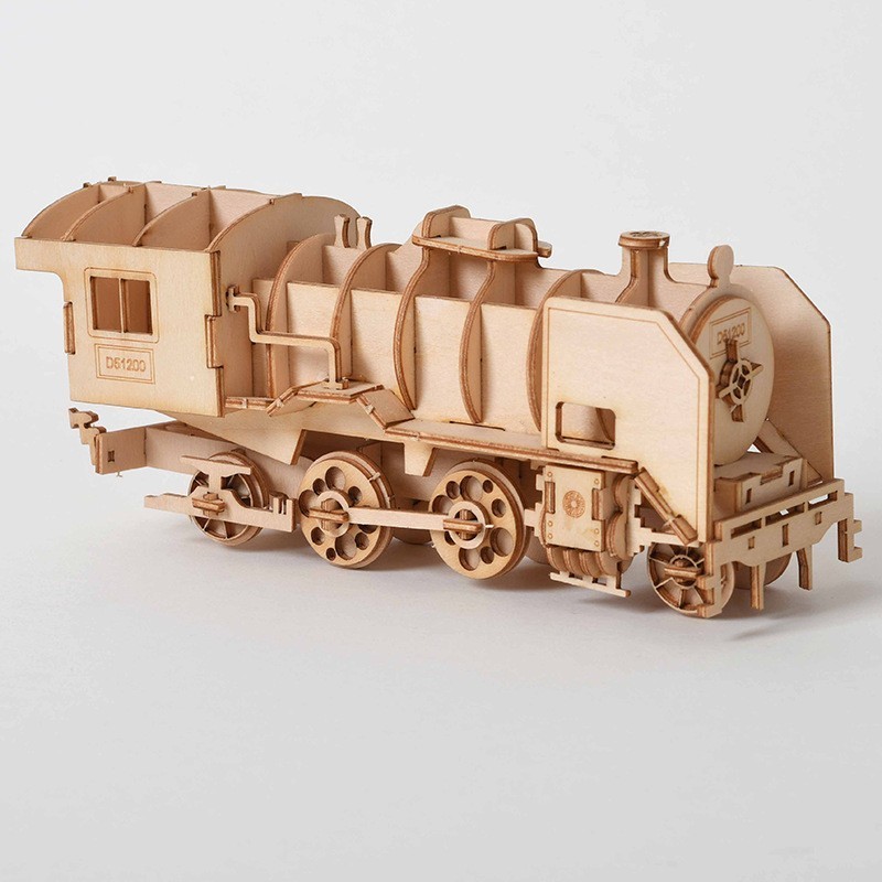 New DIY wooden steam train models 3D puzzles handicraft toys for adults and kids