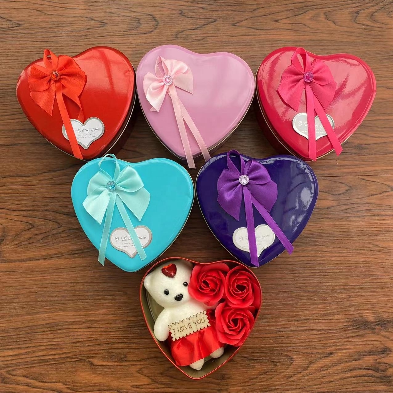 Heart shaped Mother's Day 3 Soap Rose Bear Gift Box Valentine's Day Gift