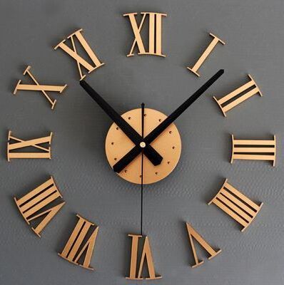 Customization  Large Roman Numerals Wall Clock Living Room Decor Quartz Sticker Murals 3D DIY Clock