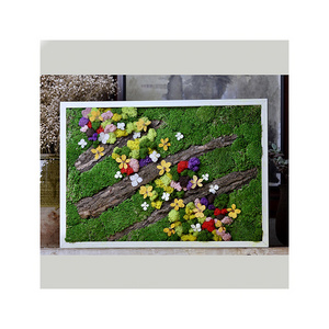 Ready Made Customized Office Decoration 3D Real Natural Moss Wall Art Frame Wholesale Reindeer Moss Stabilized