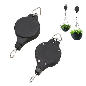 2024 New Design Retractable Plant Pulley Adjustable Hanging Rope Clip Flower Basket Hook Hanger For Garden Baskets Pots