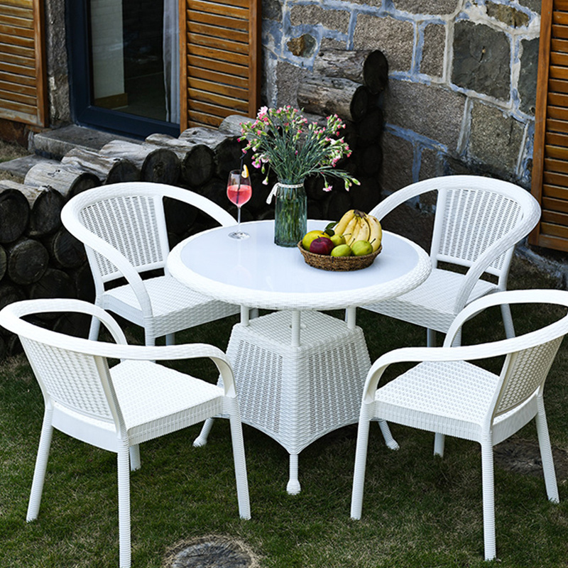 SUKK Patio Garden Rattan Sets Bistro Cafe Table And Chair For Balcony