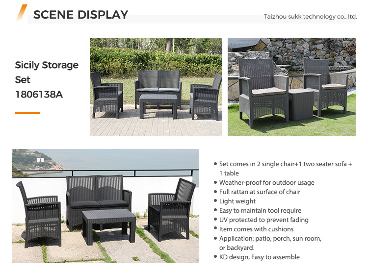 New Garden Balcony Sofas Pool Luxury Outdoor PP Rattan Furniture Set