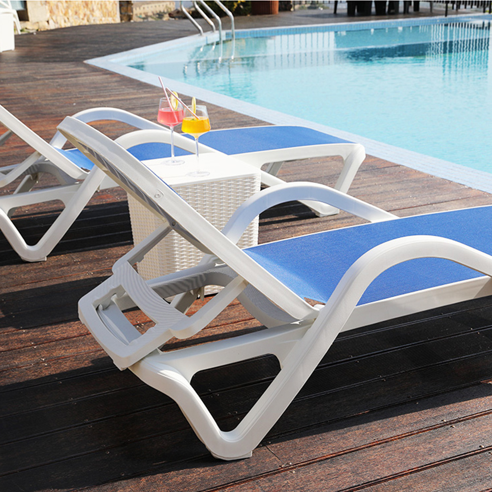 Patio Balcony Furniture Poolside Sunbeds Beach Chaise Lounge Chairs With Wheel