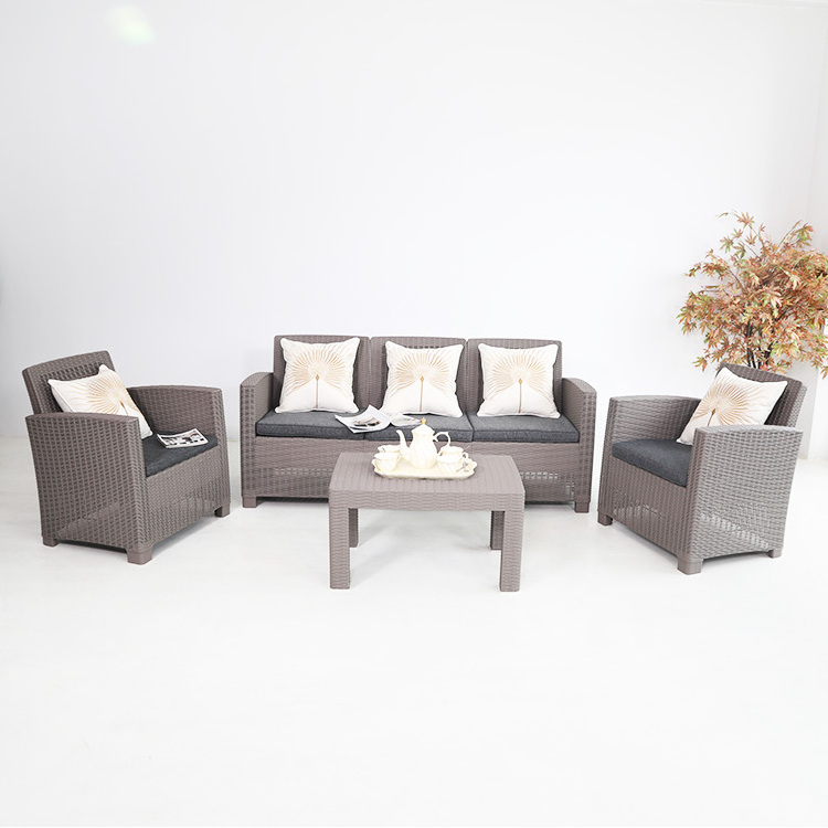 Outdoor Grey Rattan Furniture Plastic Modern Luxury Garden Sofa Set