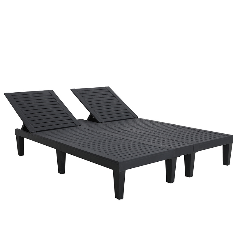 Poolside Patio Sunbed Plastic Double Chaise Longue Chair For Exterieur