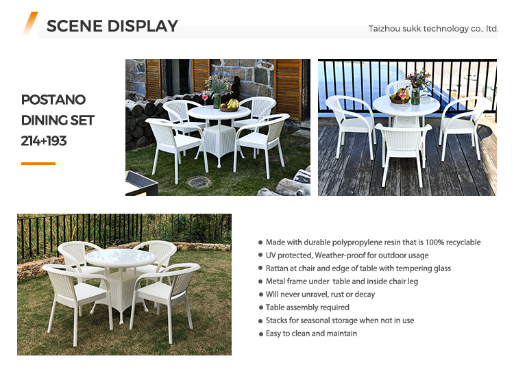 4 Pieces Patio Rattan Chair And Outdoor Dining Table Set White Wicker