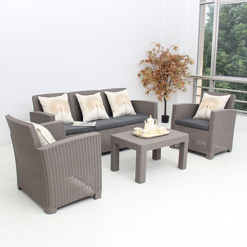 Outdoor Grey Rattan Furniture Plastic Modern Luxury Garden Sofa Set